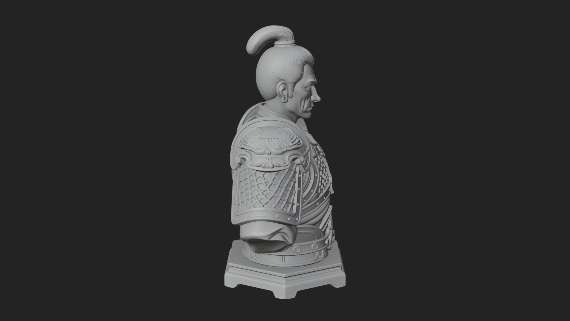 Chinese General Armor Bust Design 2 3D Print Model 3D Model