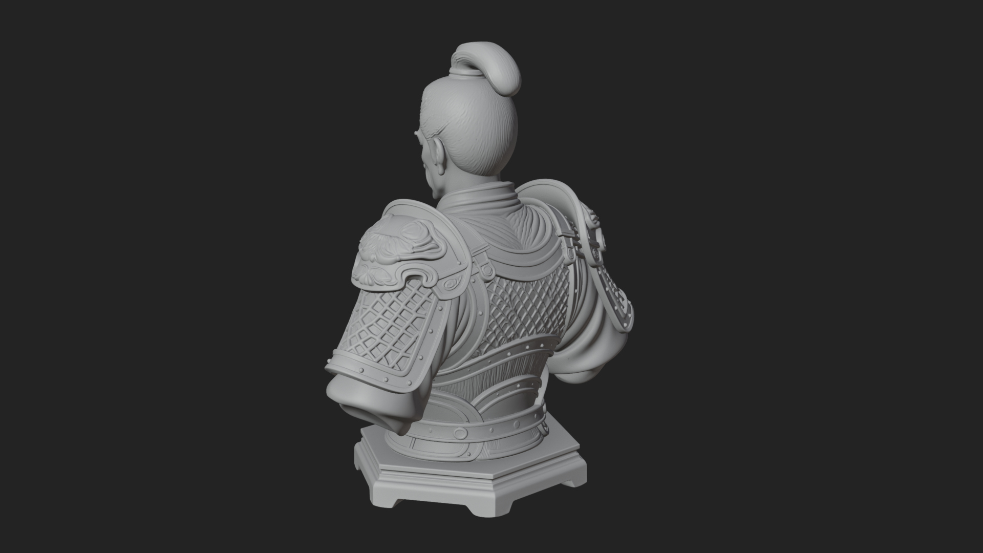 Chinese General Armor Bust Design 2 3D Print Model 3D Model