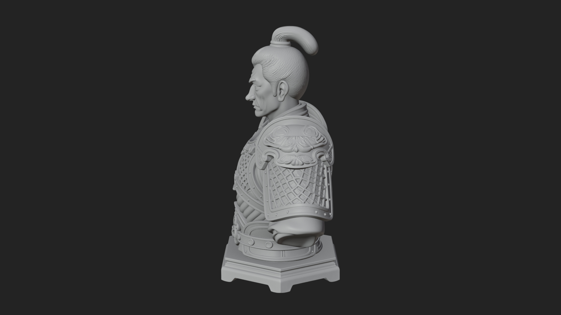 Chinese General Armor Bust Design 2 3D Print Model 3D Model
