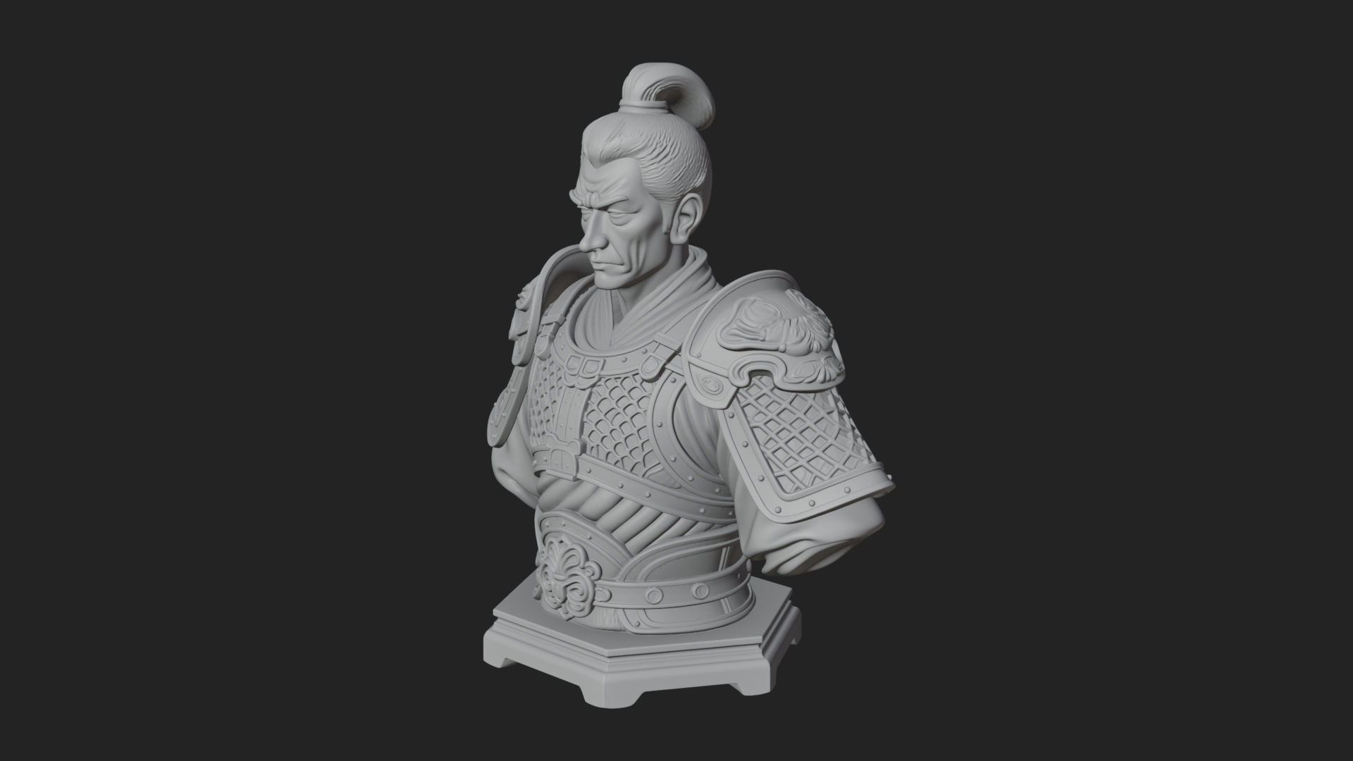 Chinese General Armor Bust Design 2 3D Print Model 3D Model