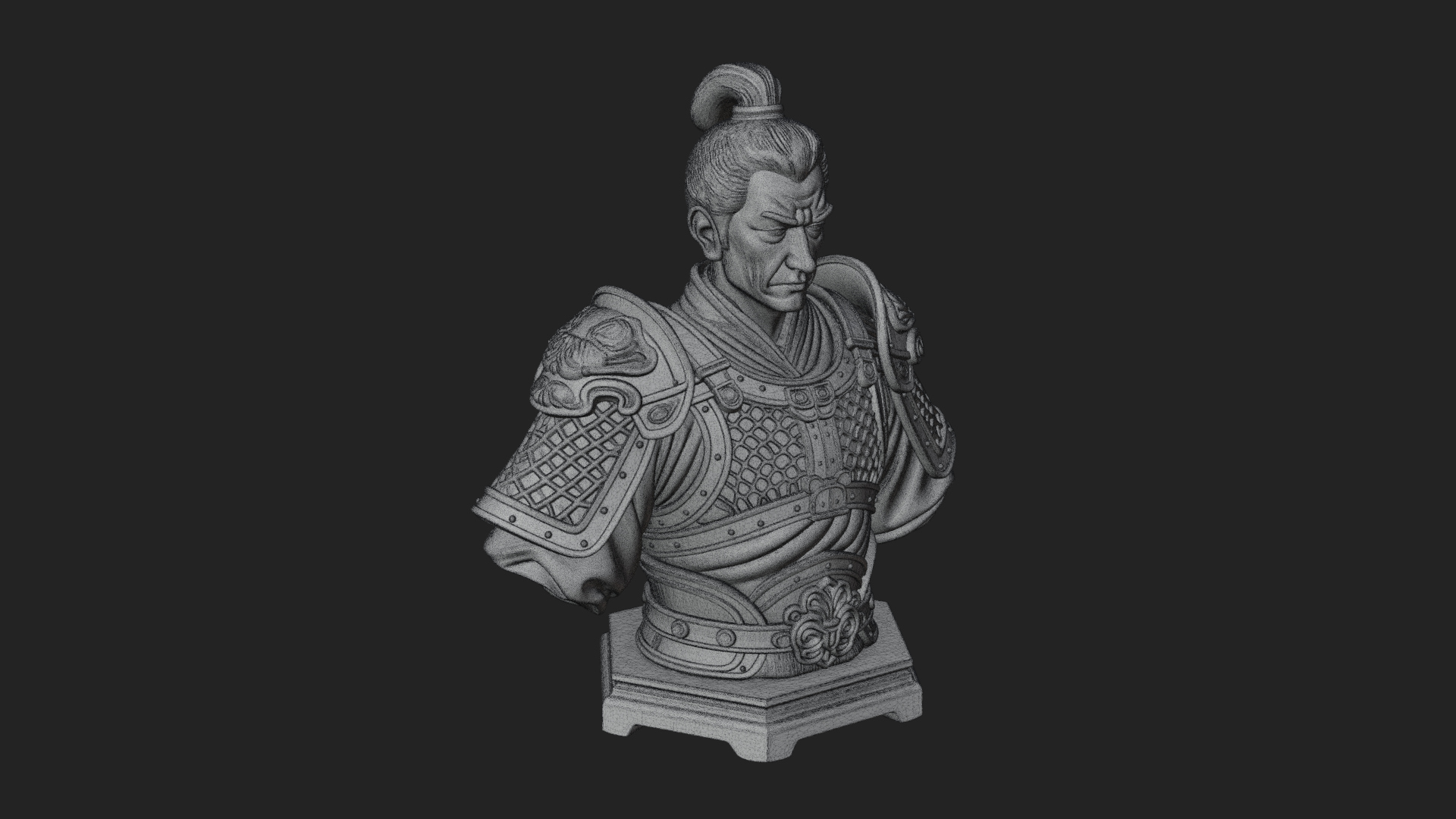 Chinese General Armor Bust Design 2 3D Print Model 3D Model