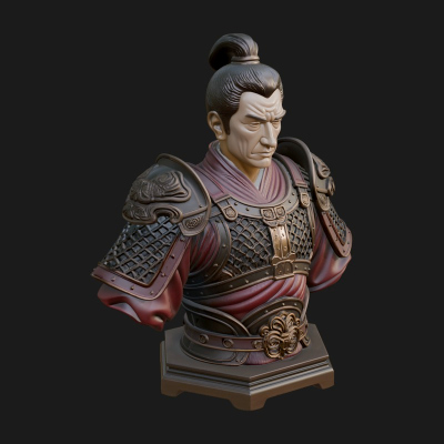 Chinese General Armor Bust Design 2 3D Print Model