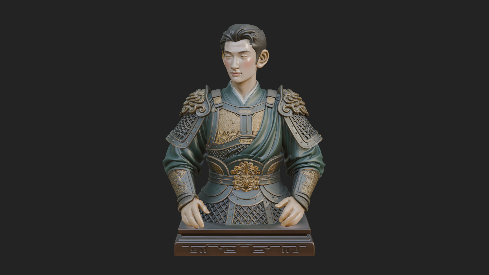 Chinese General Armor Bust Design 20 3D Print Model 3D Model
