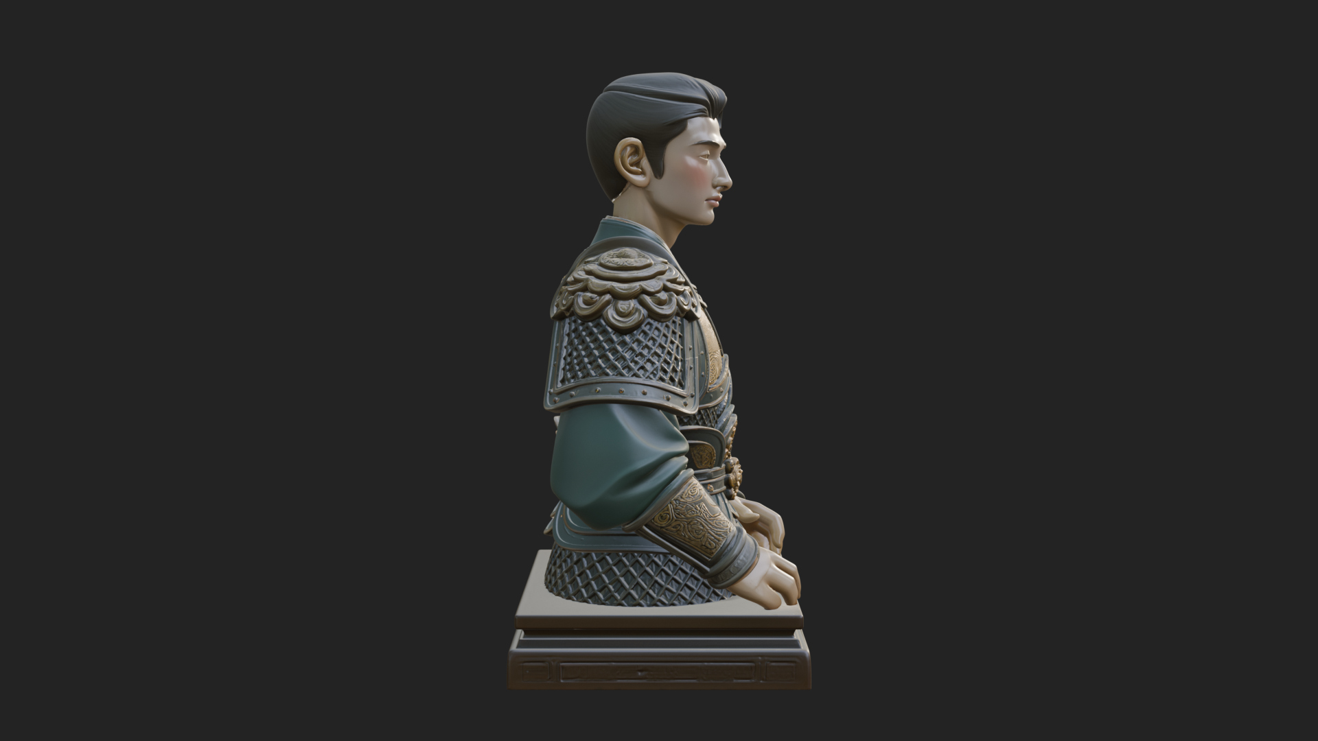 Chinese General Armor Bust Design 20 3D Print Model 3D Model