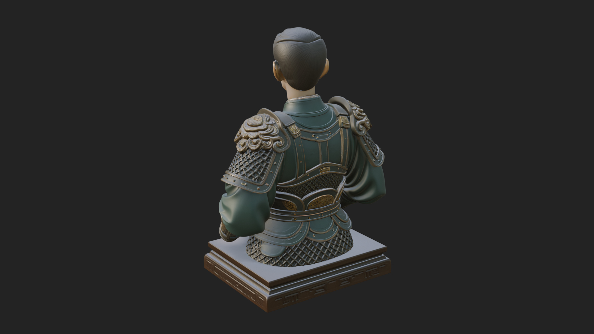 Chinese General Armor Bust Design 20 3D Print Model 3D Model