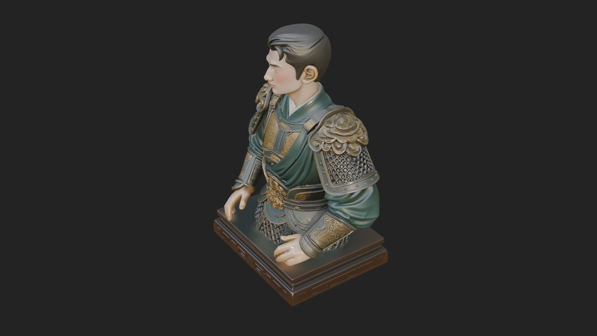 Chinese General Armor Bust Design 20 3D Print Model 3D Model