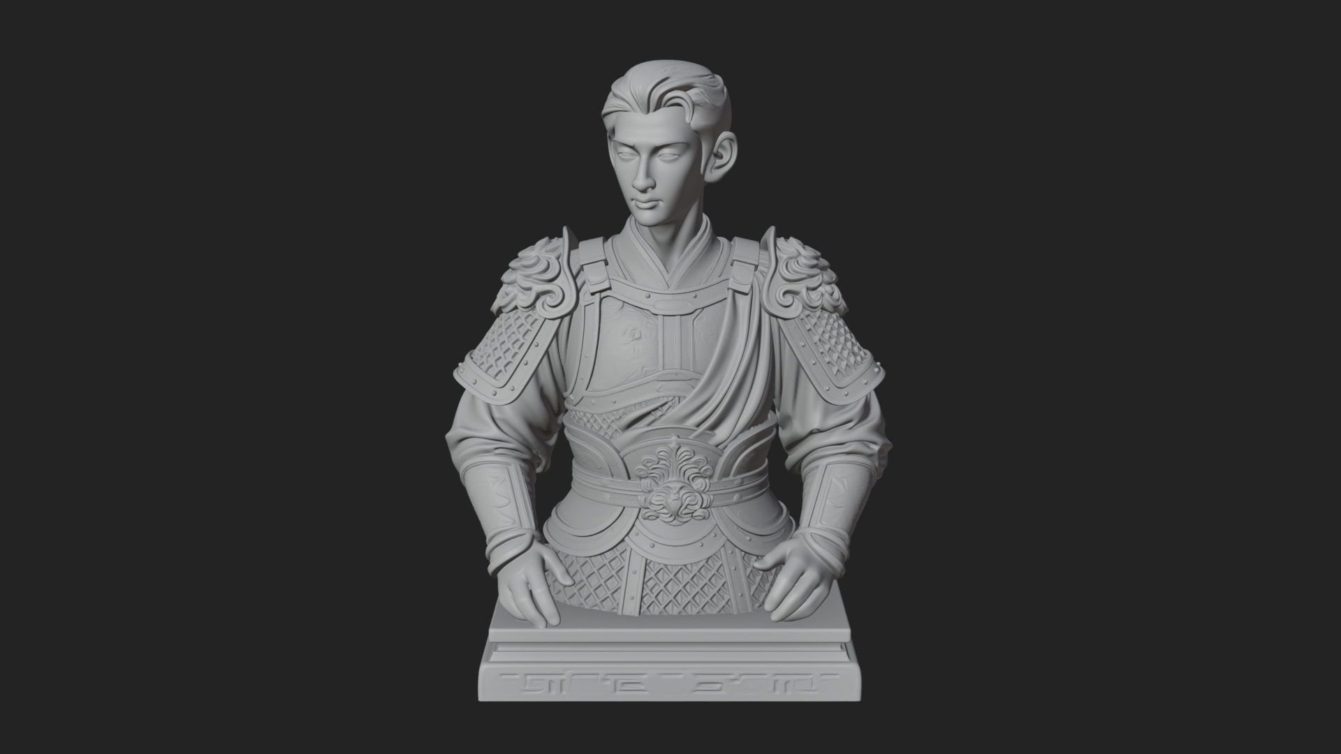 Chinese General Armor Bust Design 20 3D Print Model 3D Model