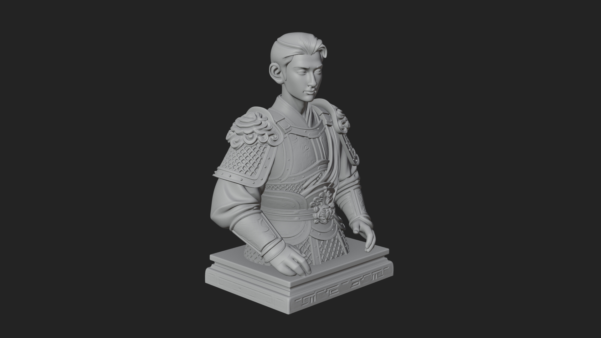Chinese General Armor Bust Design 20 3D Print Model 3D Model