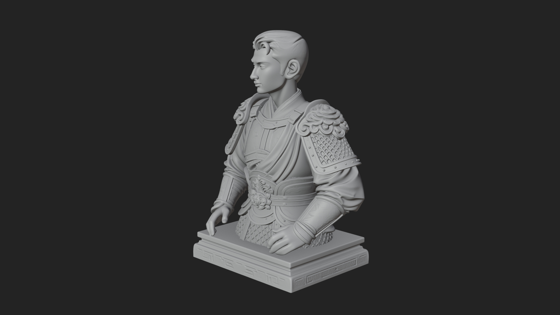 Chinese General Armor Bust Design 20 3D Print Model 3D Model