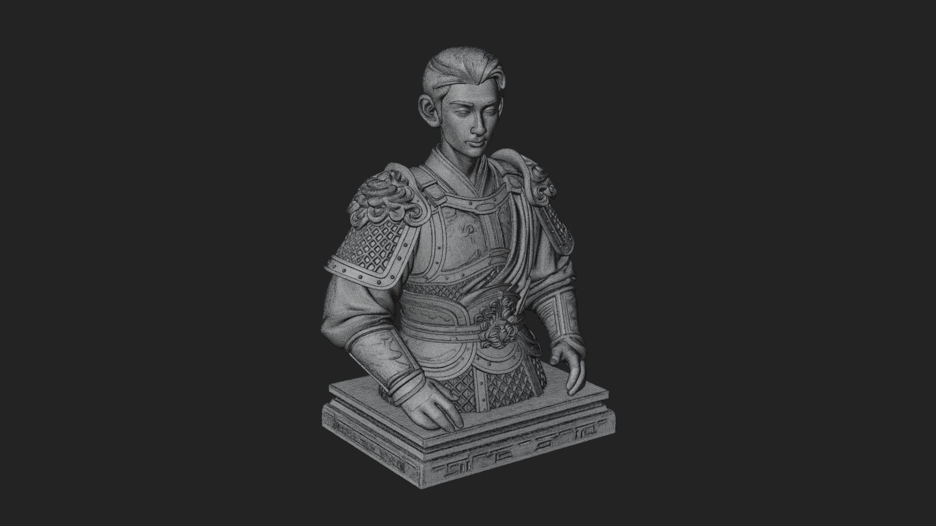 Chinese General Armor Bust Design 20 3D Print Model 3D Model