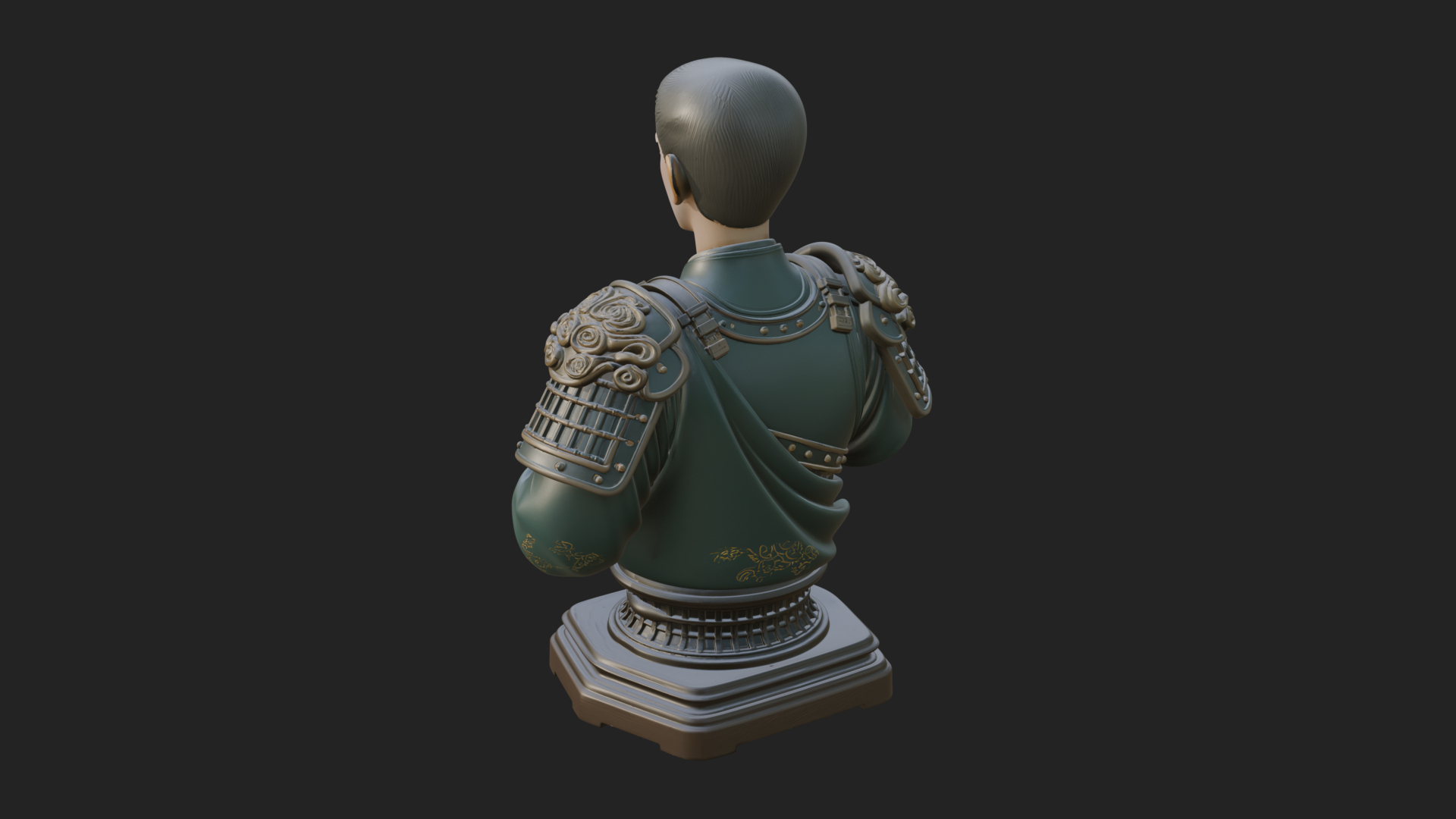 Chinese General Armor Bust Design 21 3D Print Model 3D Model