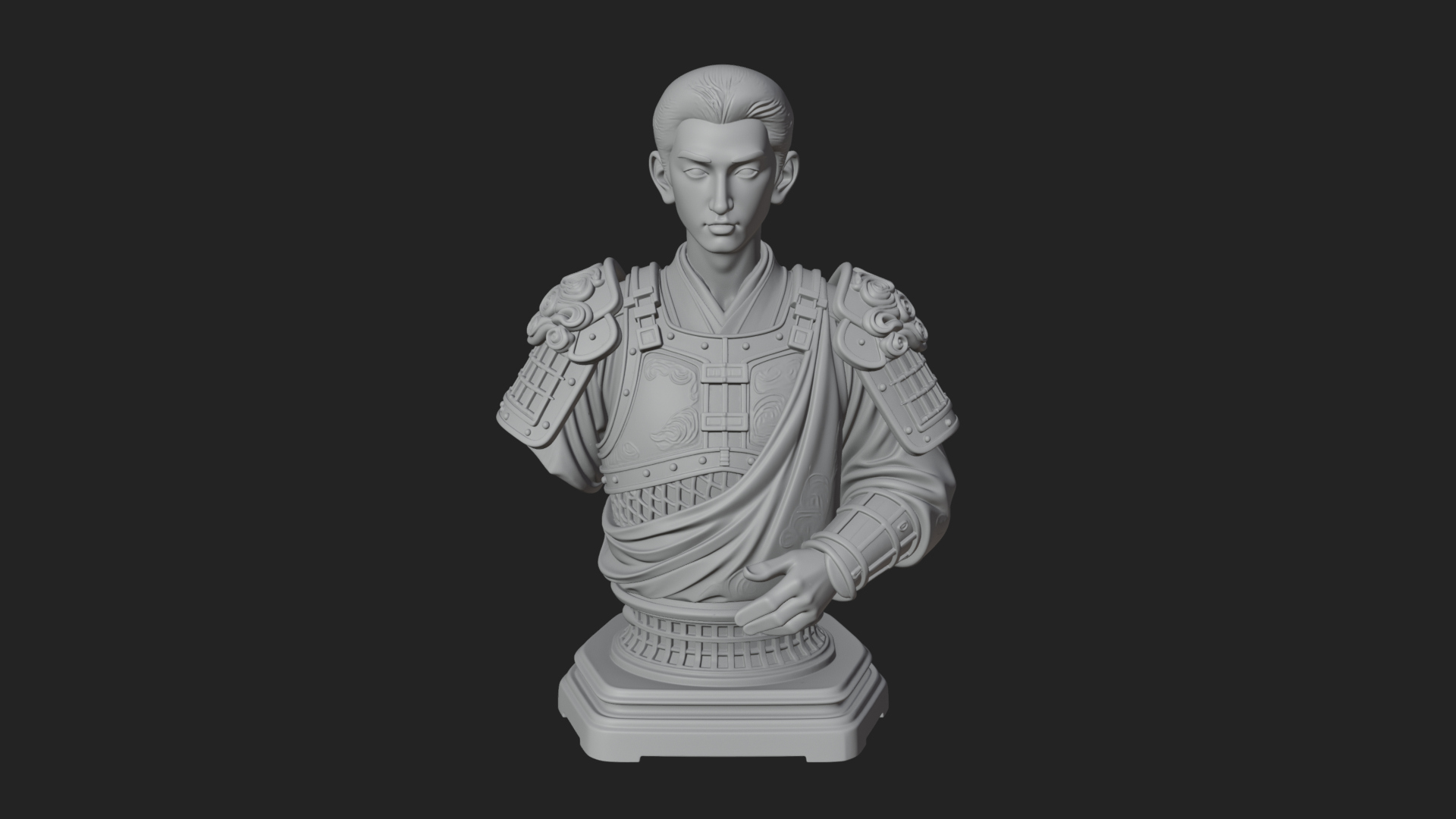 Chinese General Armor Bust Design 21 3D Print Model 3D Model