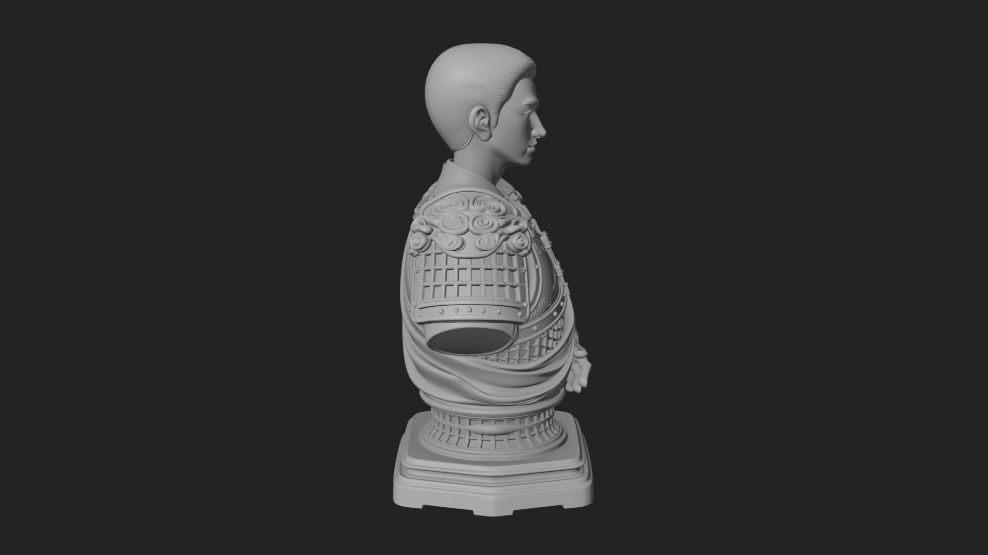 Chinese General Armor Bust Design 21 3D Print Model 3D Model