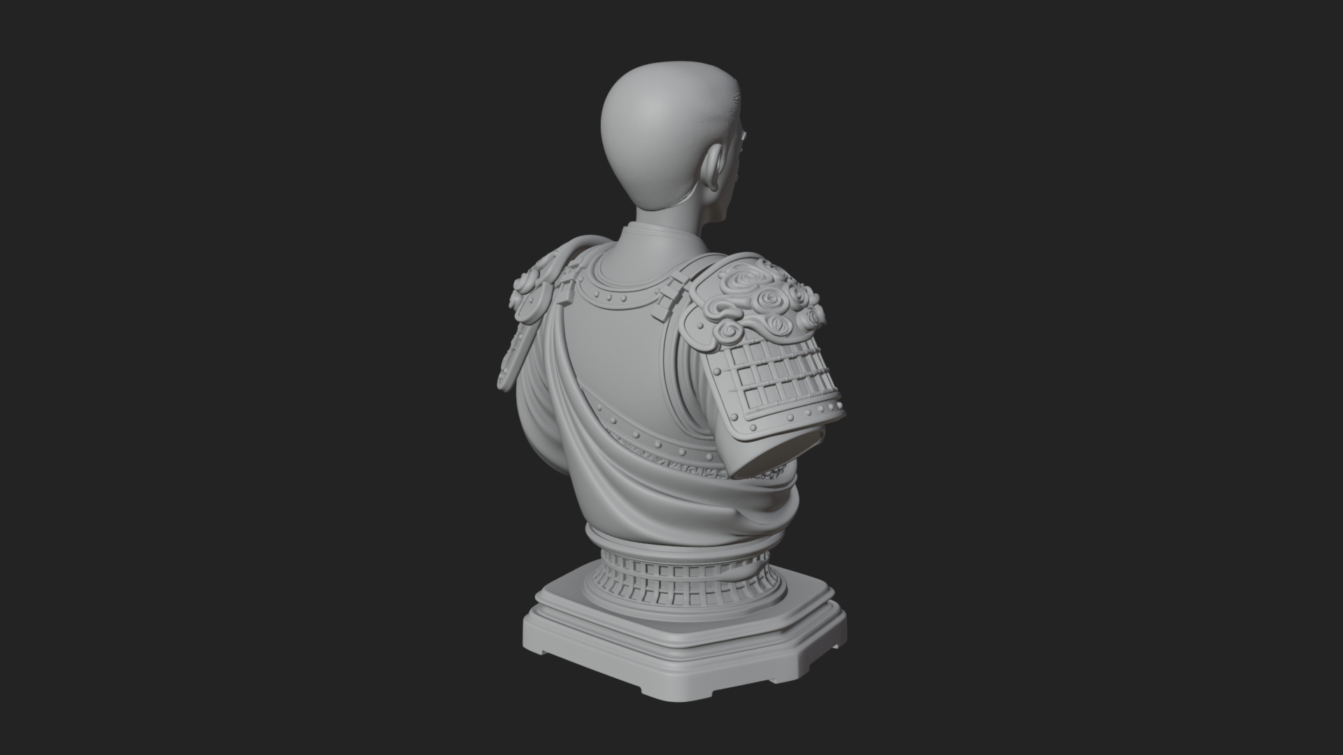 Chinese General Armor Bust Design 21 3D Print Model 3D Model