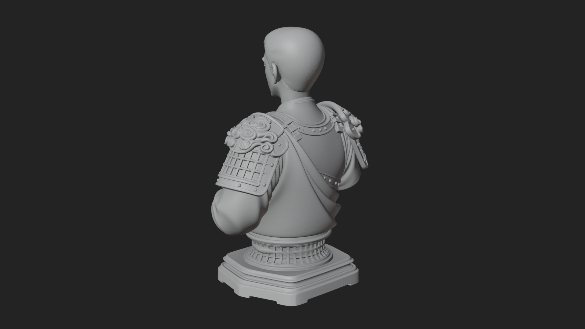 Chinese General Armor Bust Design 21 3D Print Model 3D Model