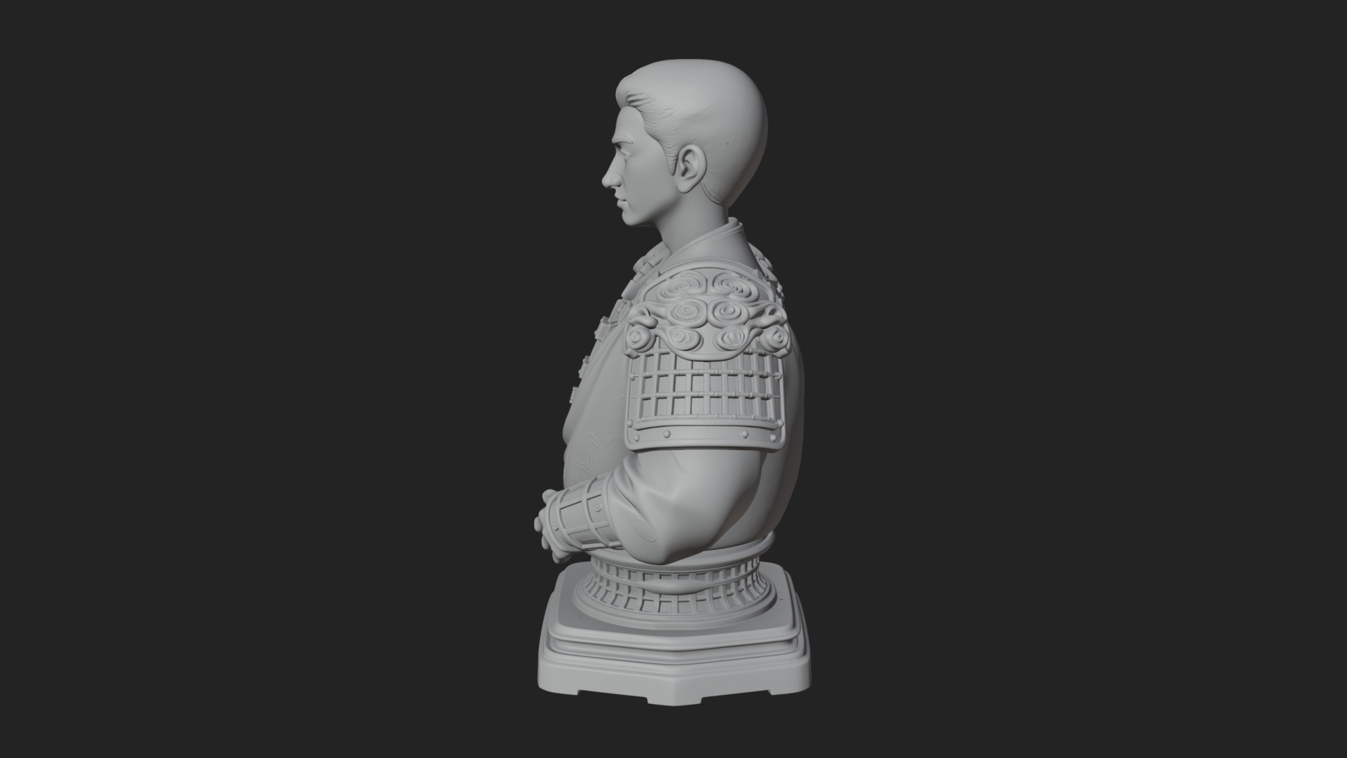 Chinese General Armor Bust Design 21 3D Print Model 3D Model