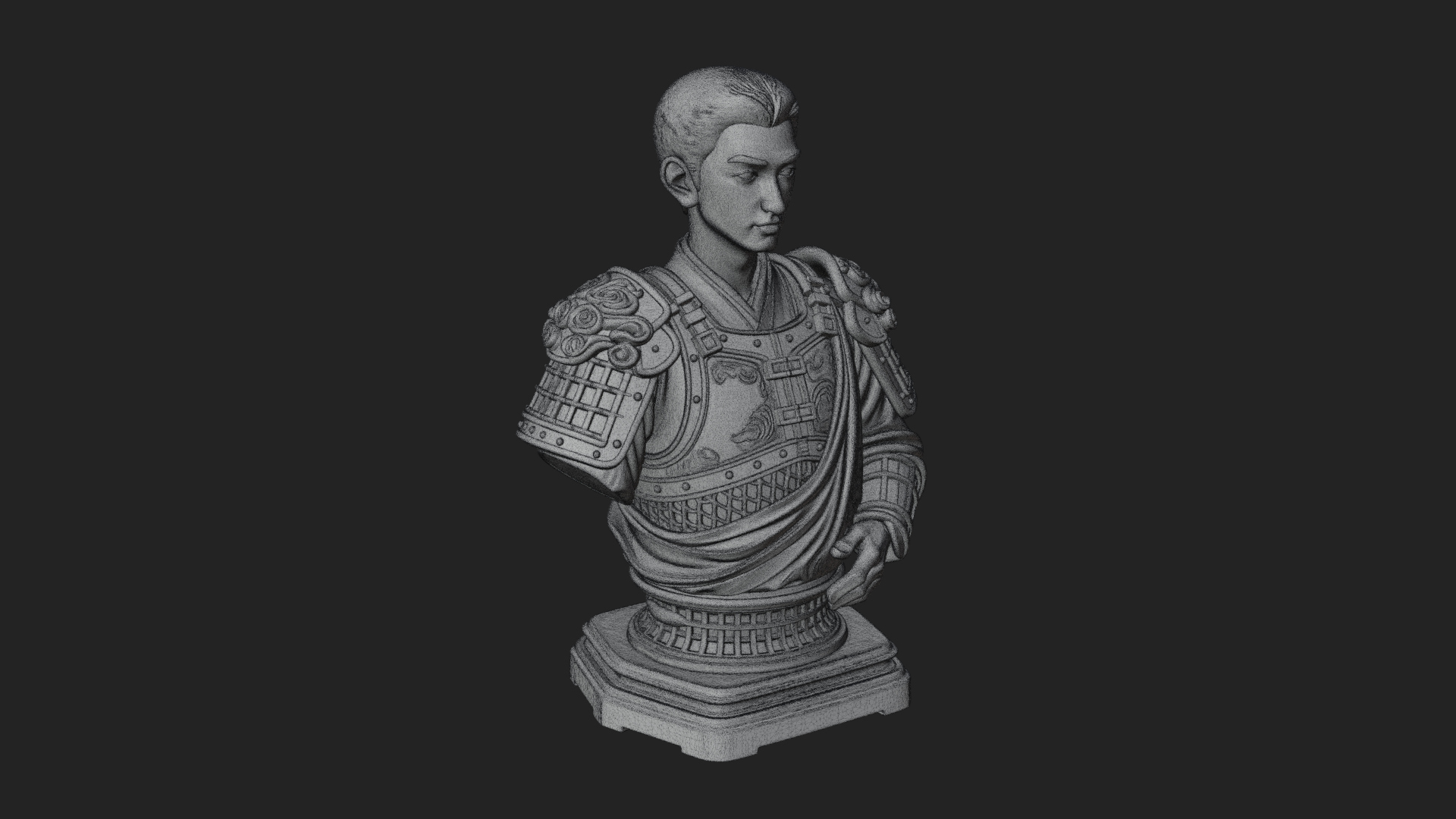 Chinese General Armor Bust Design 21 3D Print Model 3D Model