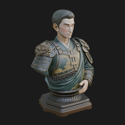 Chinese General Armor Bust Design 21 3D Print Model