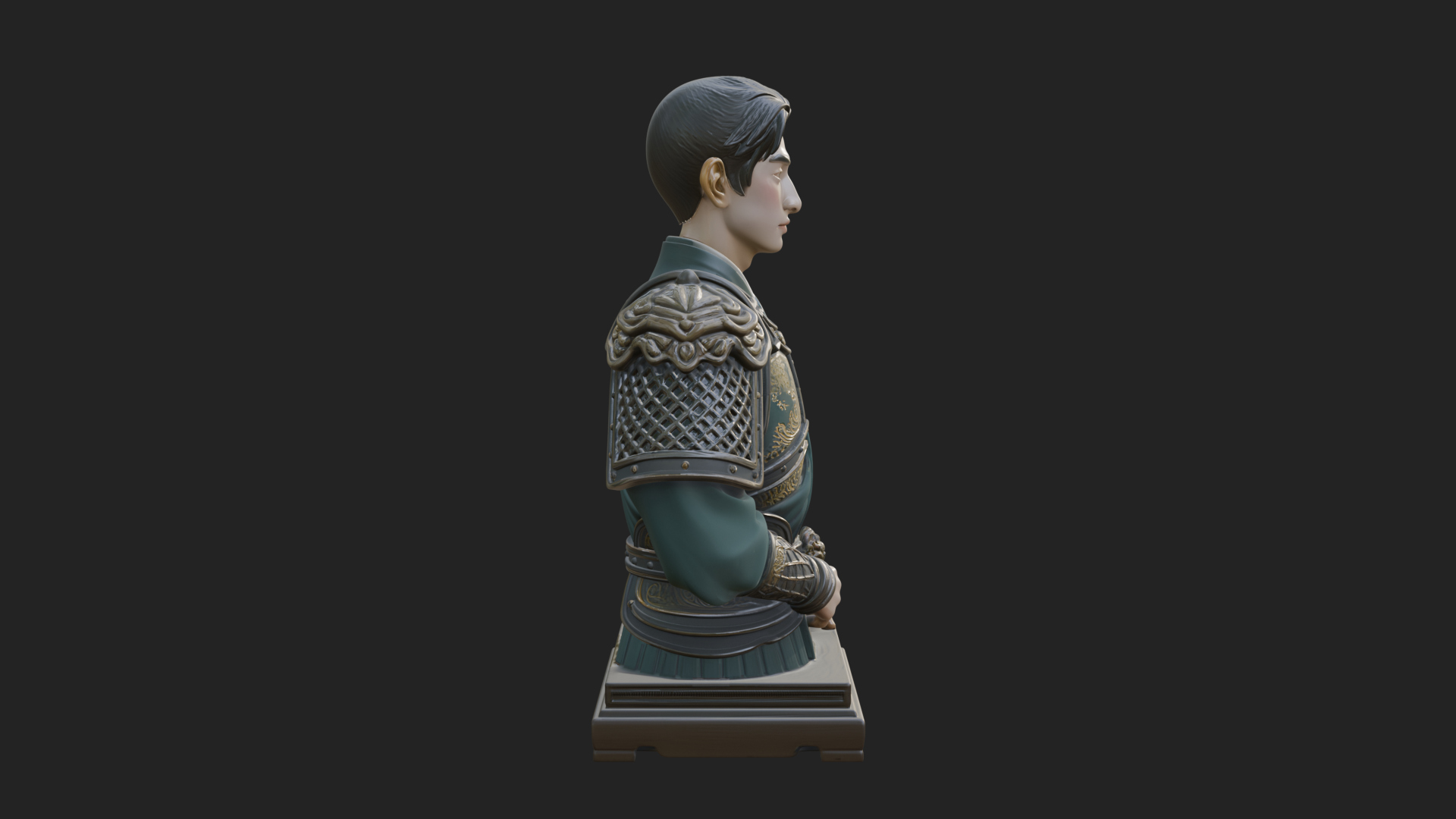 Chinese General Armor Bust Design 22 3D Print Model 3D Model