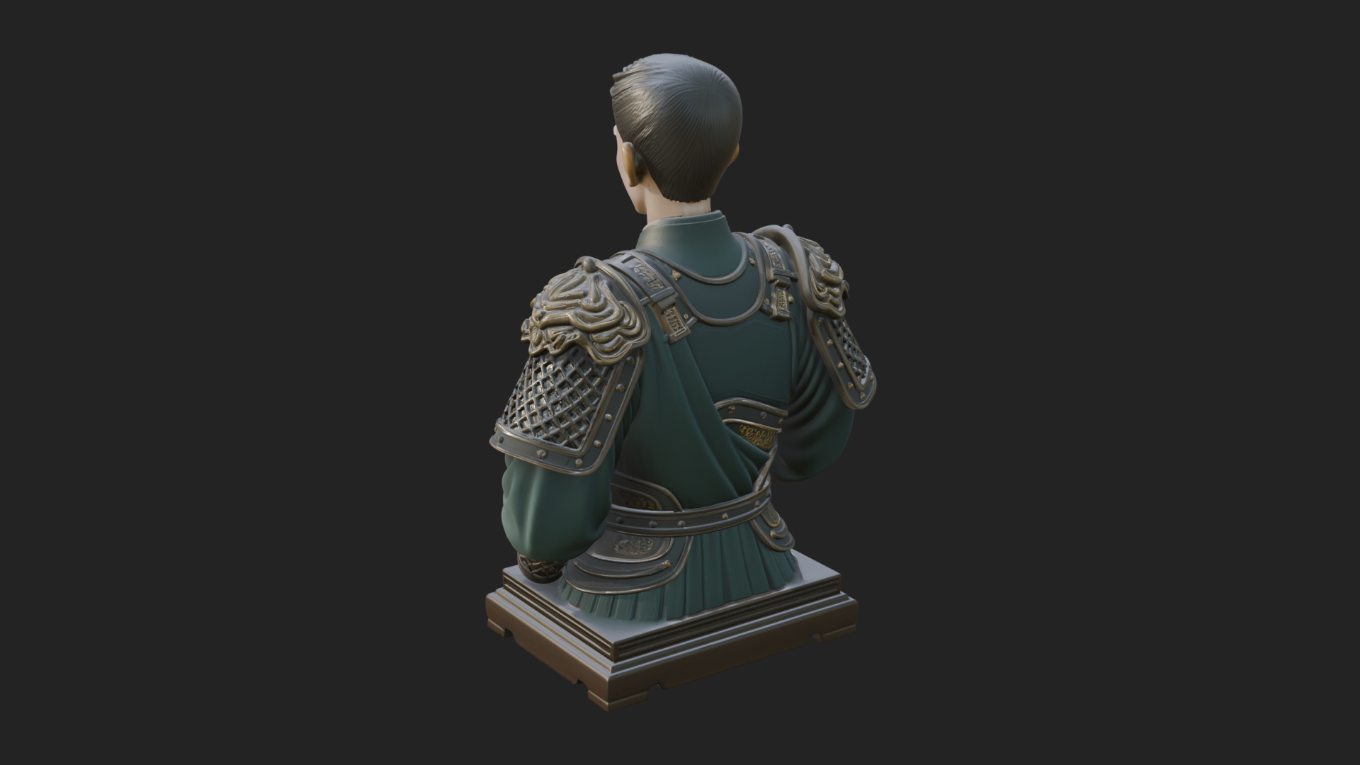 Chinese General Armor Bust Design 22 3D Print Model 3D Model