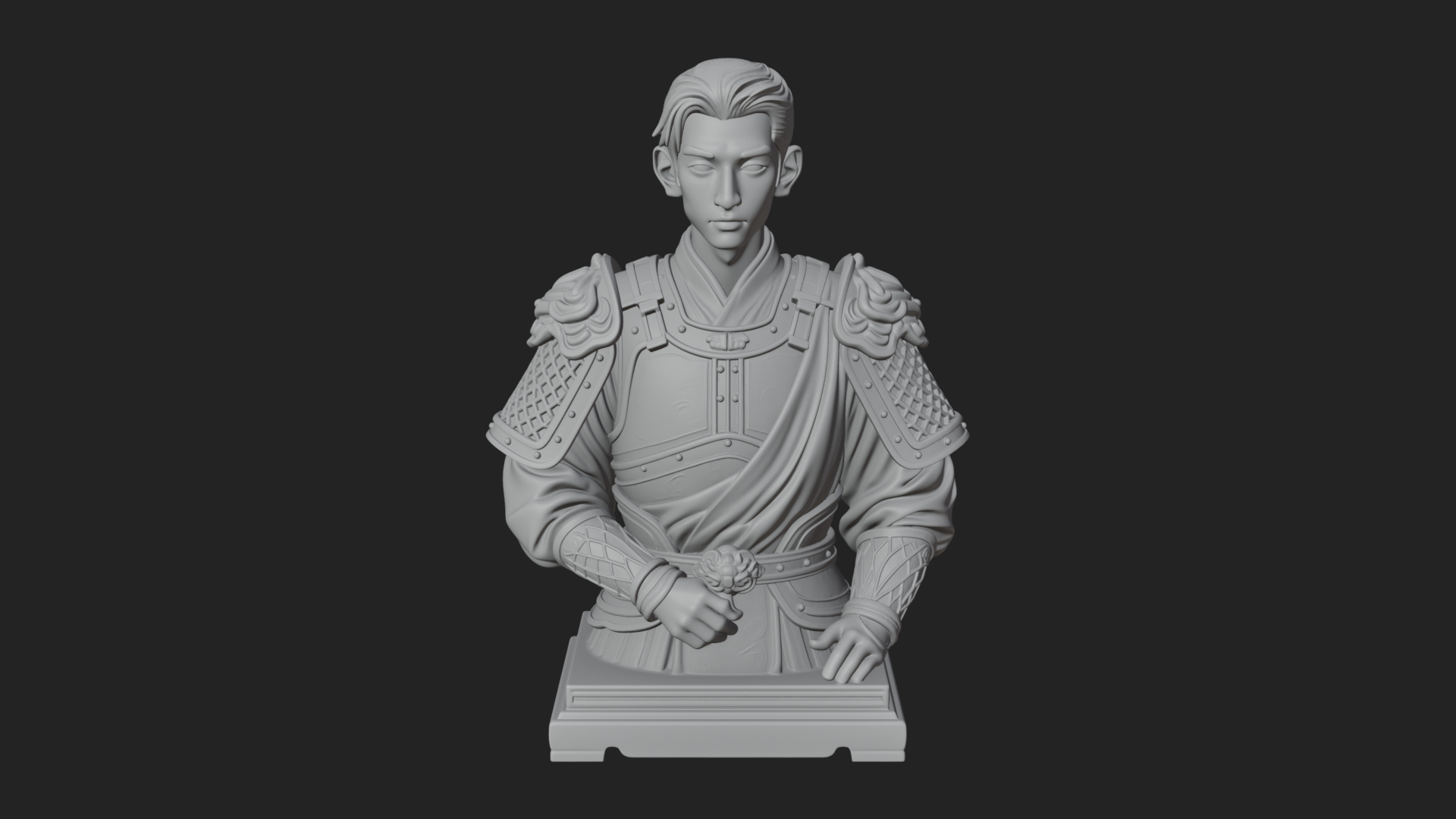 Chinese General Armor Bust Design 22 3D Print Model 3D Model