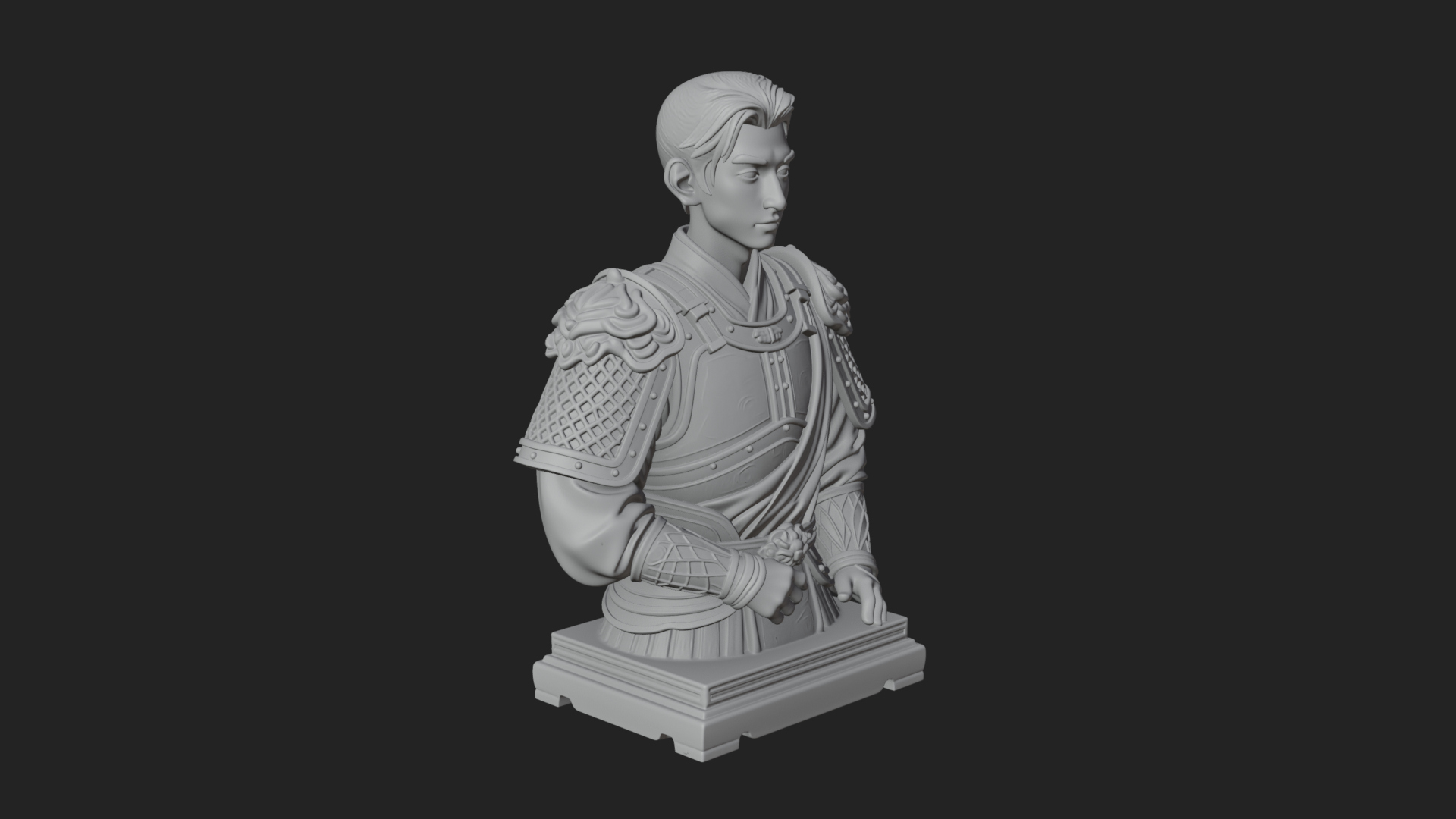 Chinese General Armor Bust Design 22 3D Print Model 3D Model