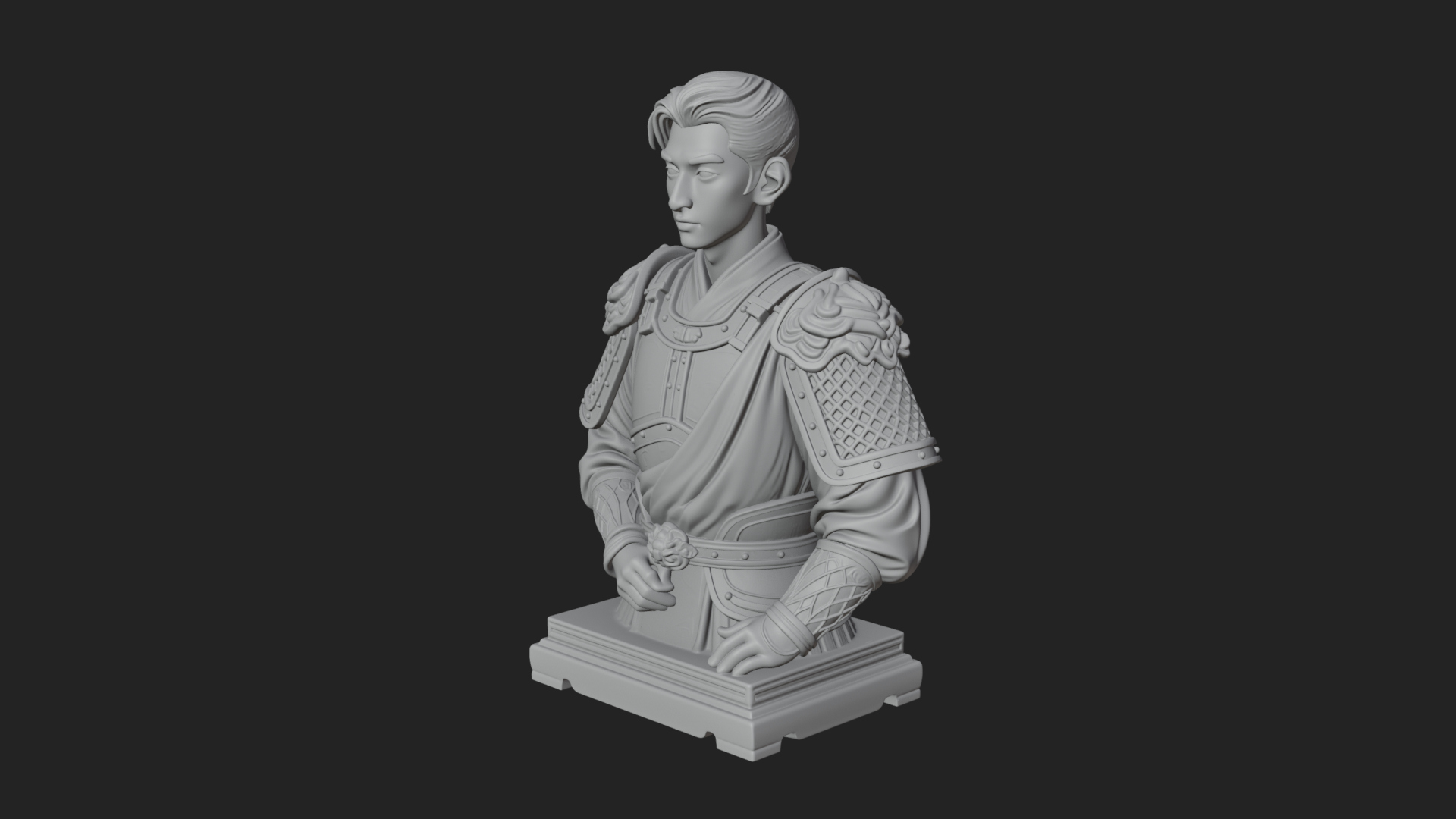 Chinese General Armor Bust Design 22 3D Print Model 3D Model