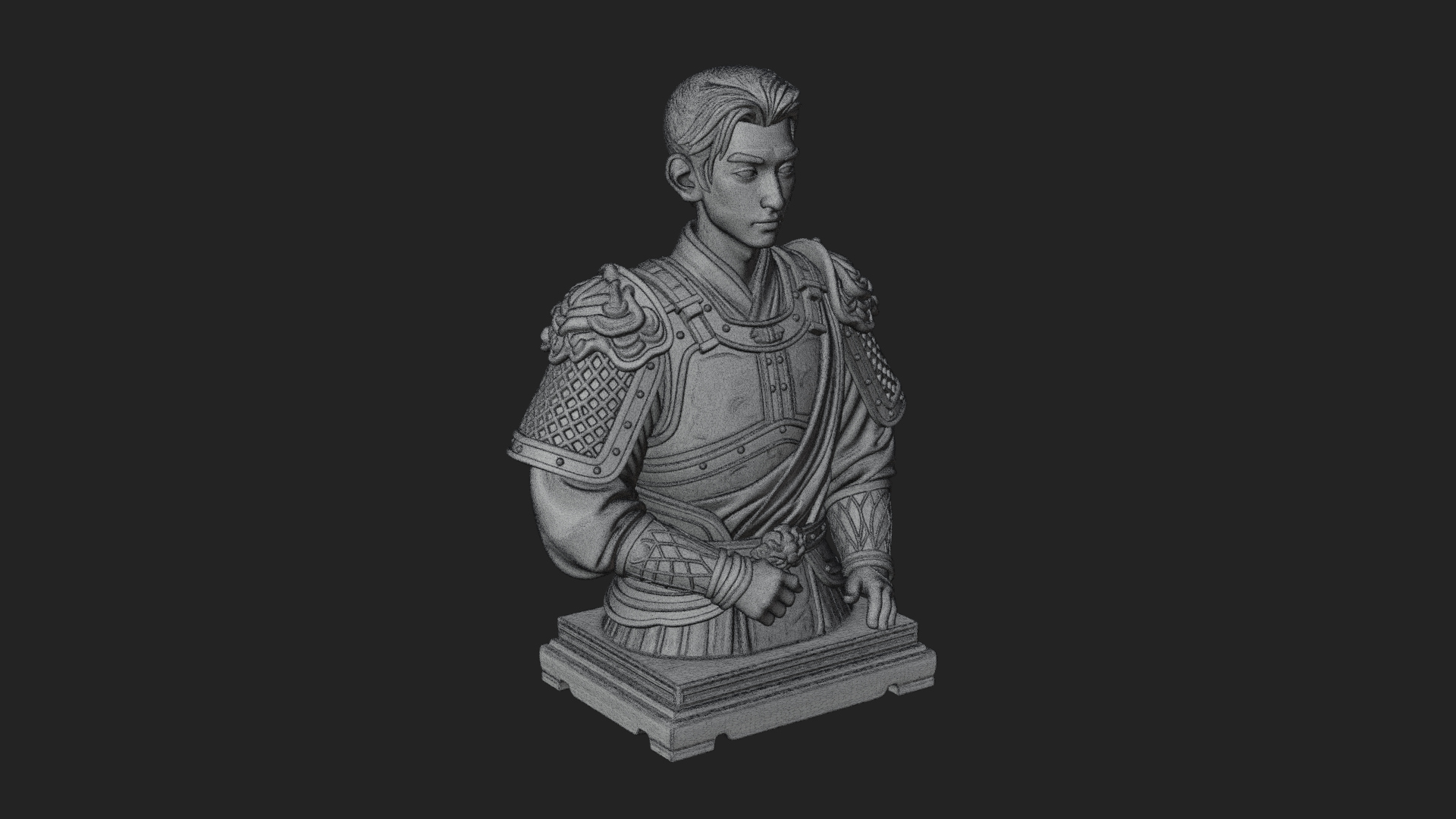 Chinese General Armor Bust Design 22 3D Print Model 3D Model