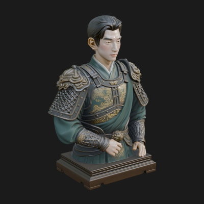 Chinese General Armor Bust Design 22 3D Print Model
