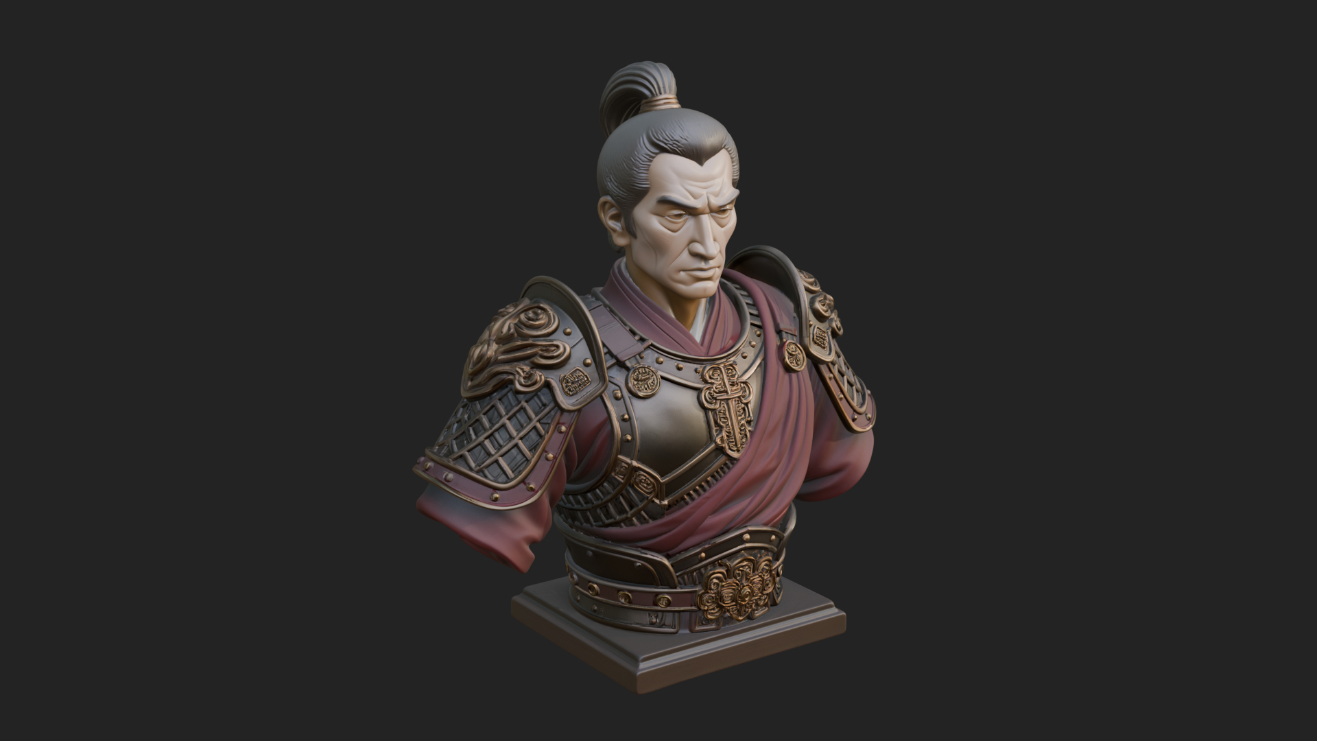 Chinese General Armor Bust Design 3 3D Print Model 3D Model