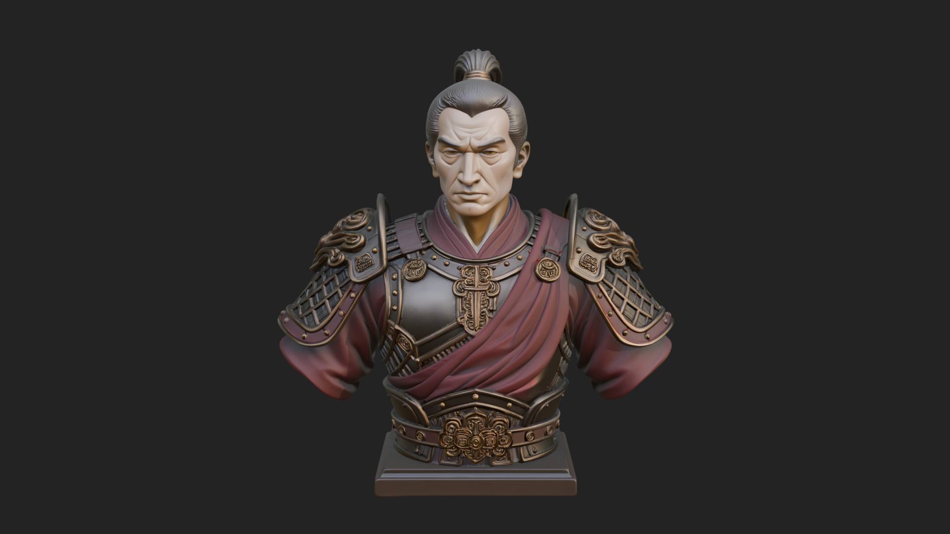 Chinese General Armor Bust Design 3 3D Print Model 3D Model