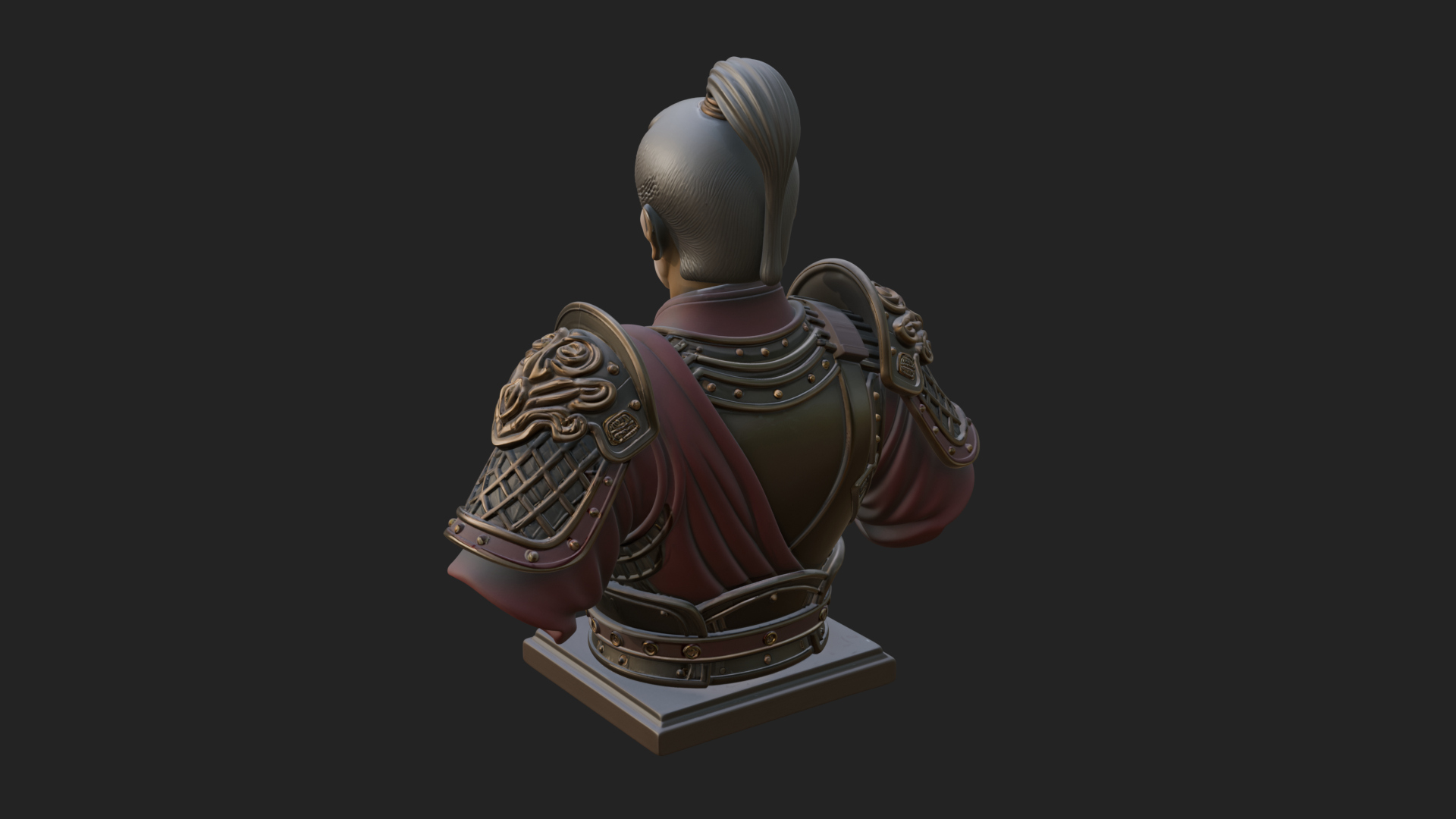 Chinese General Armor Bust Design 3 3D Print Model 3D Model