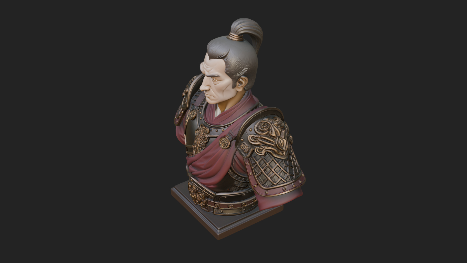 Chinese General Armor Bust Design 3 3D Print Model 3D Model