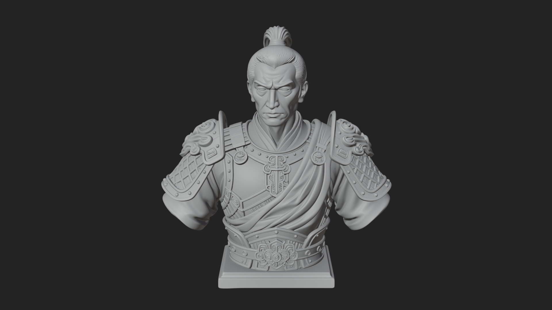 Chinese General Armor Bust Design 3 3D Print Model 3D Model