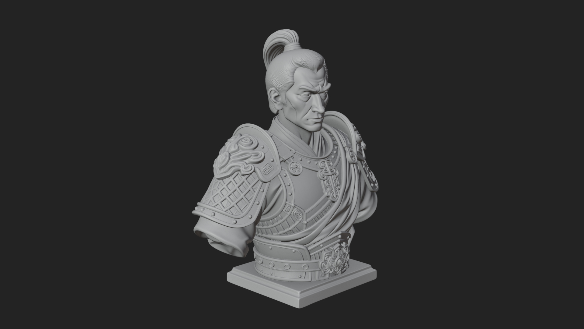 Chinese General Armor Bust Design 3 3D Print Model 3D Model