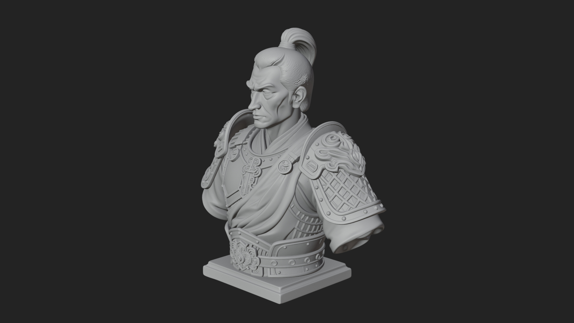 Chinese General Armor Bust Design 3 3D Print Model 3D Model
