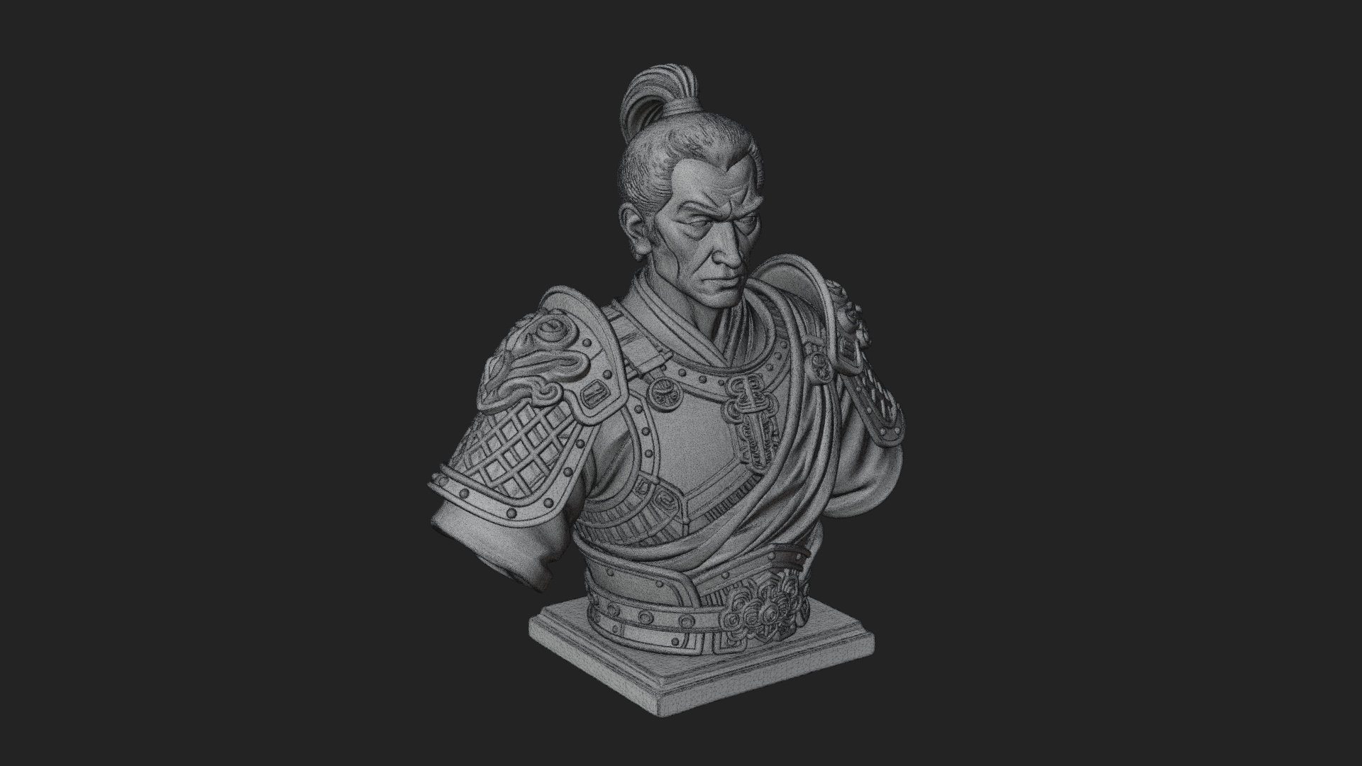 Chinese General Armor Bust Design 3 3D Print Model 3D Model