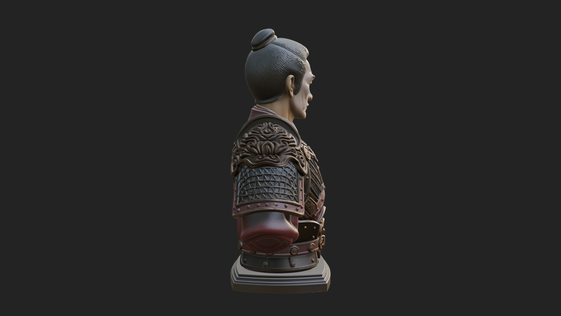 Chinese General Armor Bust Design 4 3D Print Model 3D Model