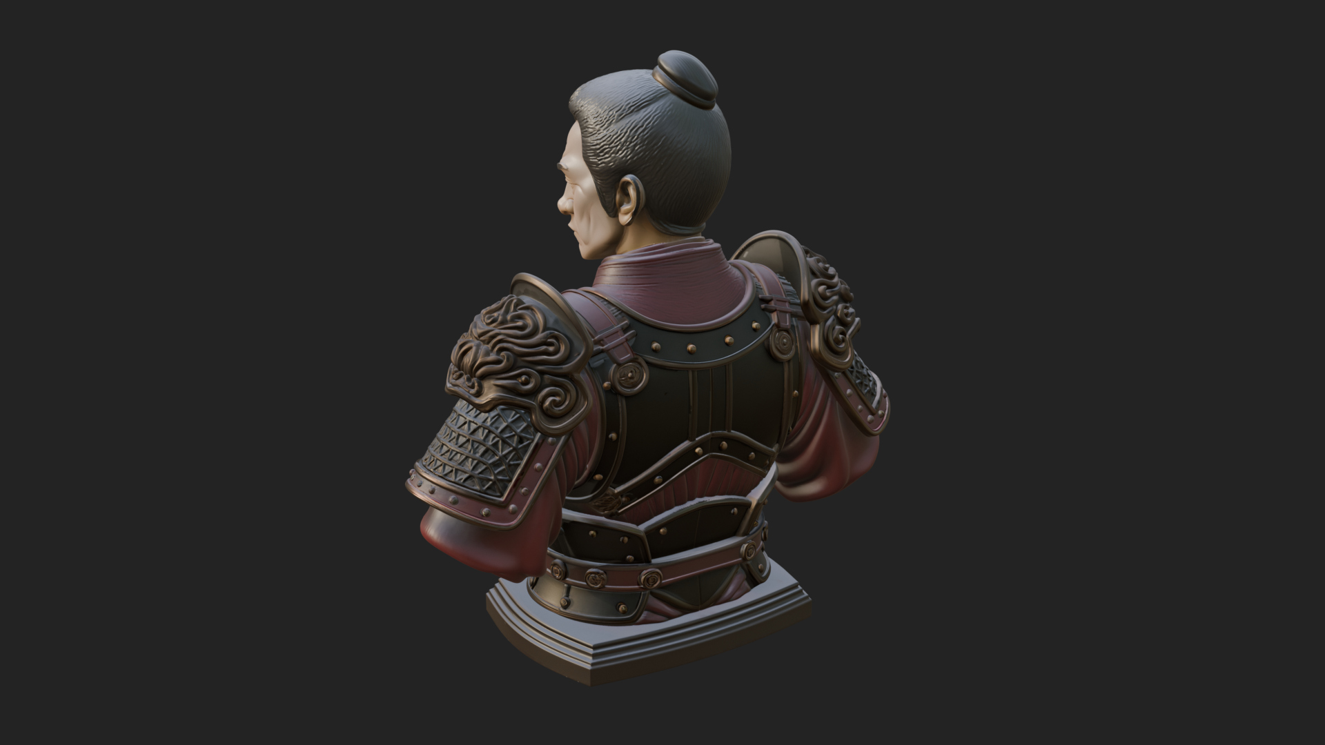Chinese General Armor Bust Design 4 3D Print Model 3D Model