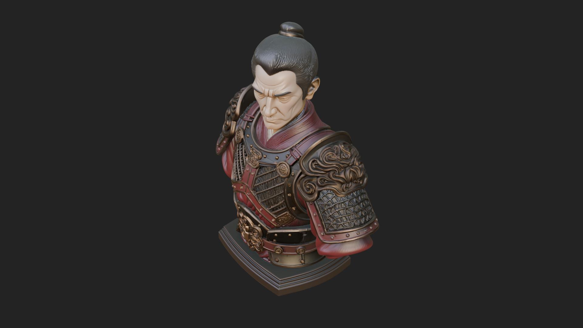 Chinese General Armor Bust Design 4 3D Print Model 3D Model