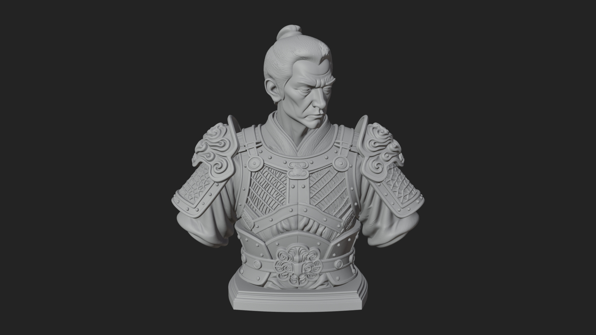 Chinese General Armor Bust Design 4 3D Print Model 3D Model