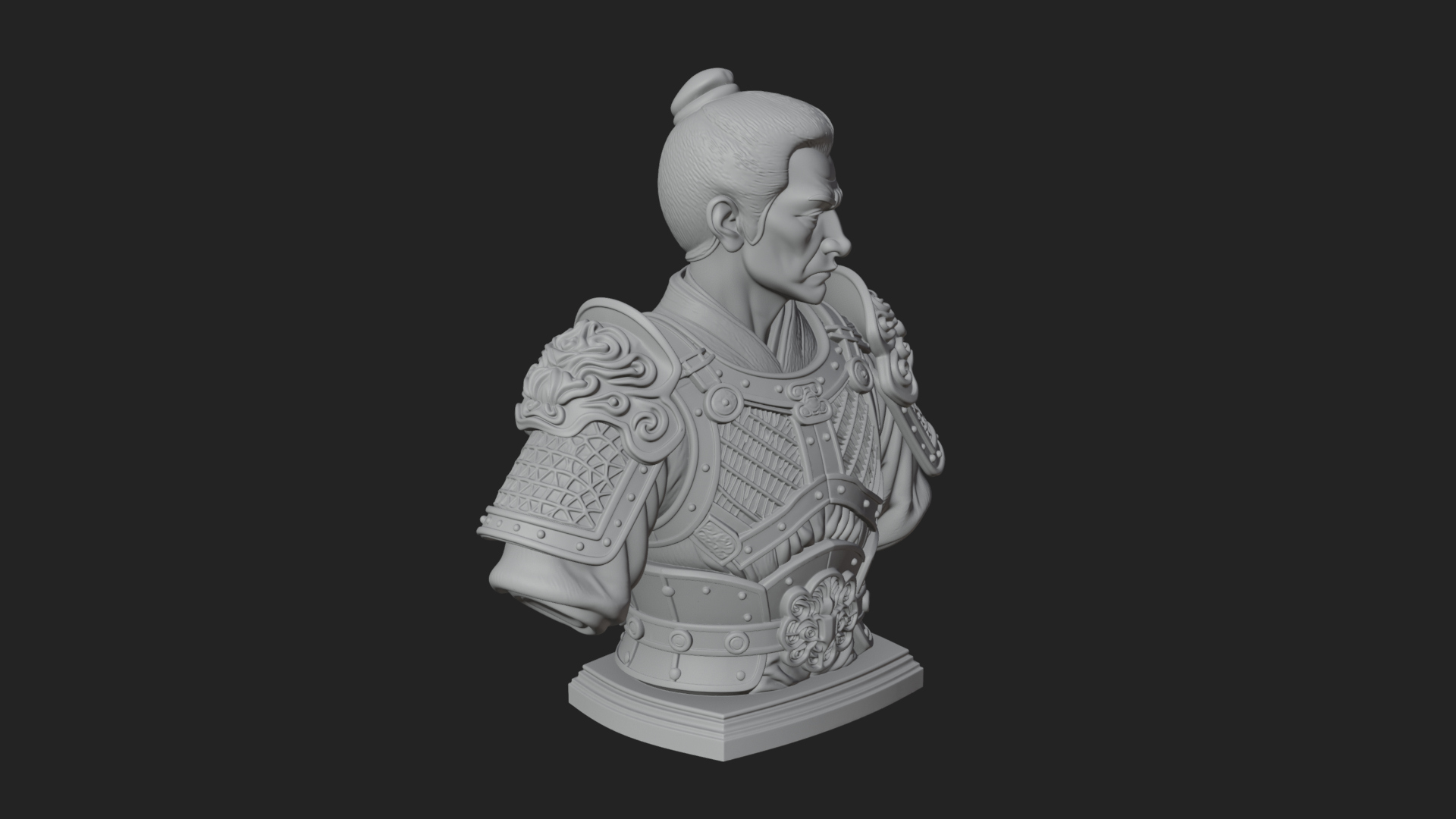 Chinese General Armor Bust Design 4 3D Print Model 3D Model