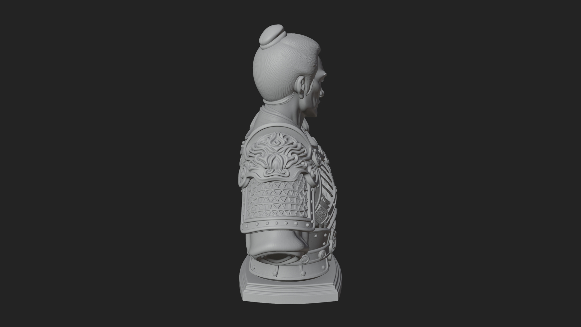 Chinese General Armor Bust Design 4 3D Print Model 3D Model