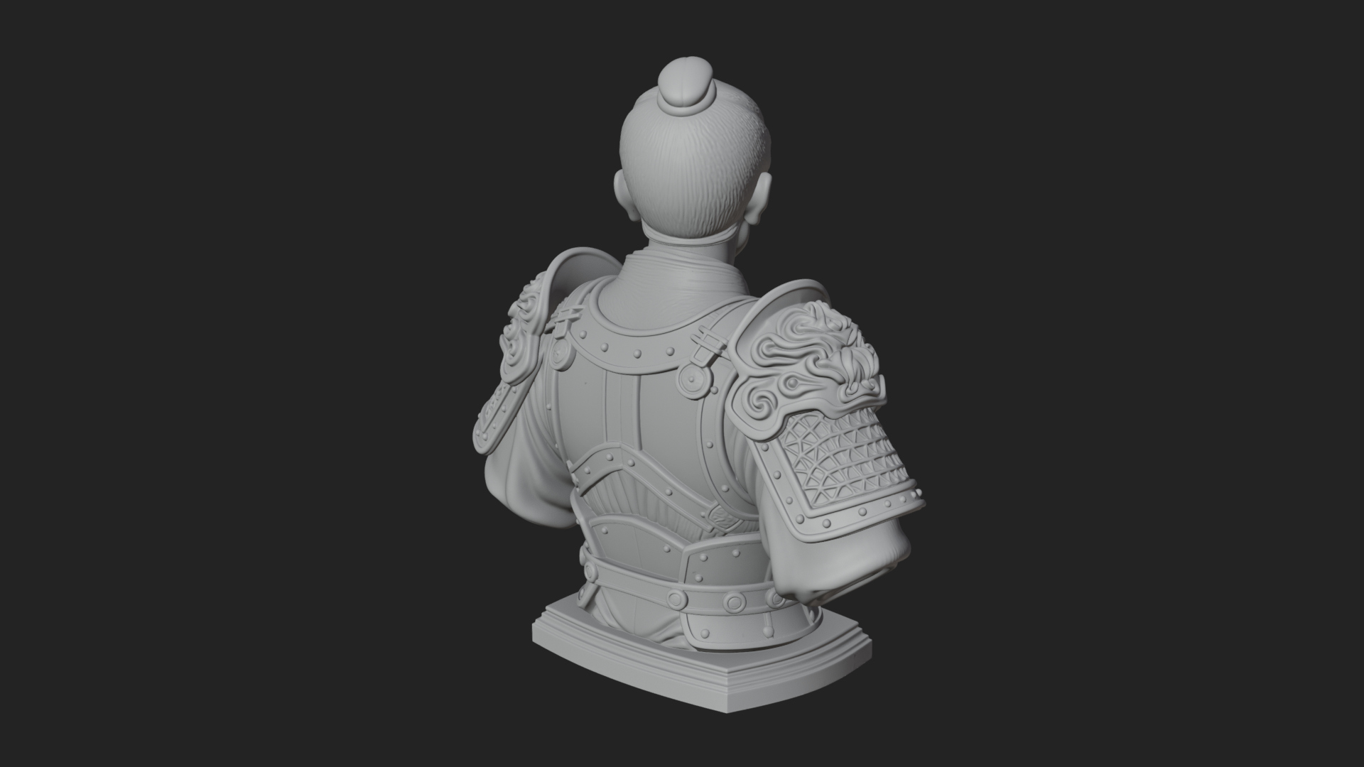 Chinese General Armor Bust Design 4 3D Print Model 3D Model