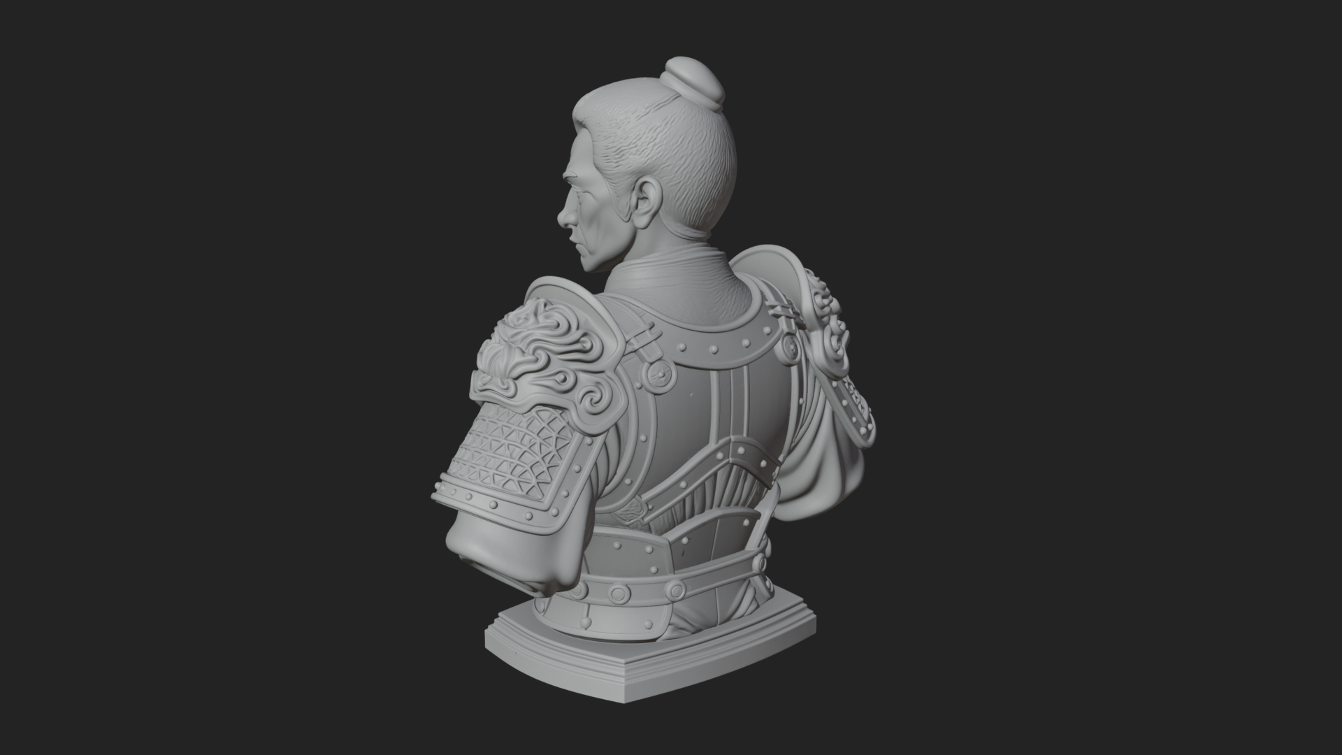 Chinese General Armor Bust Design 4 3D Print Model 3D Model