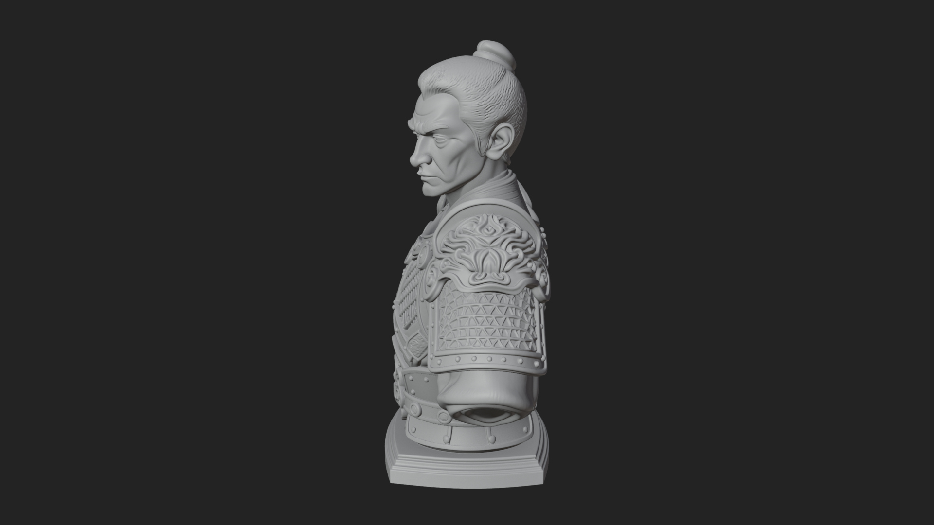 Chinese General Armor Bust Design 4 3D Print Model 3D Model
