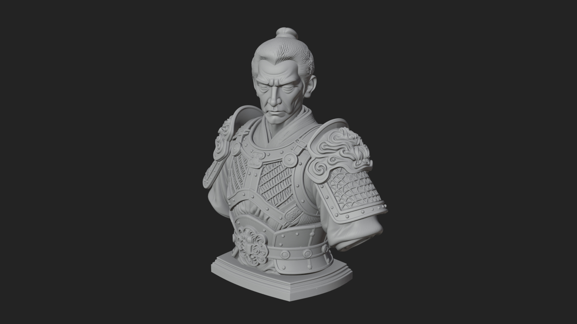Chinese General Armor Bust Design 4 3D Print Model 3D Model