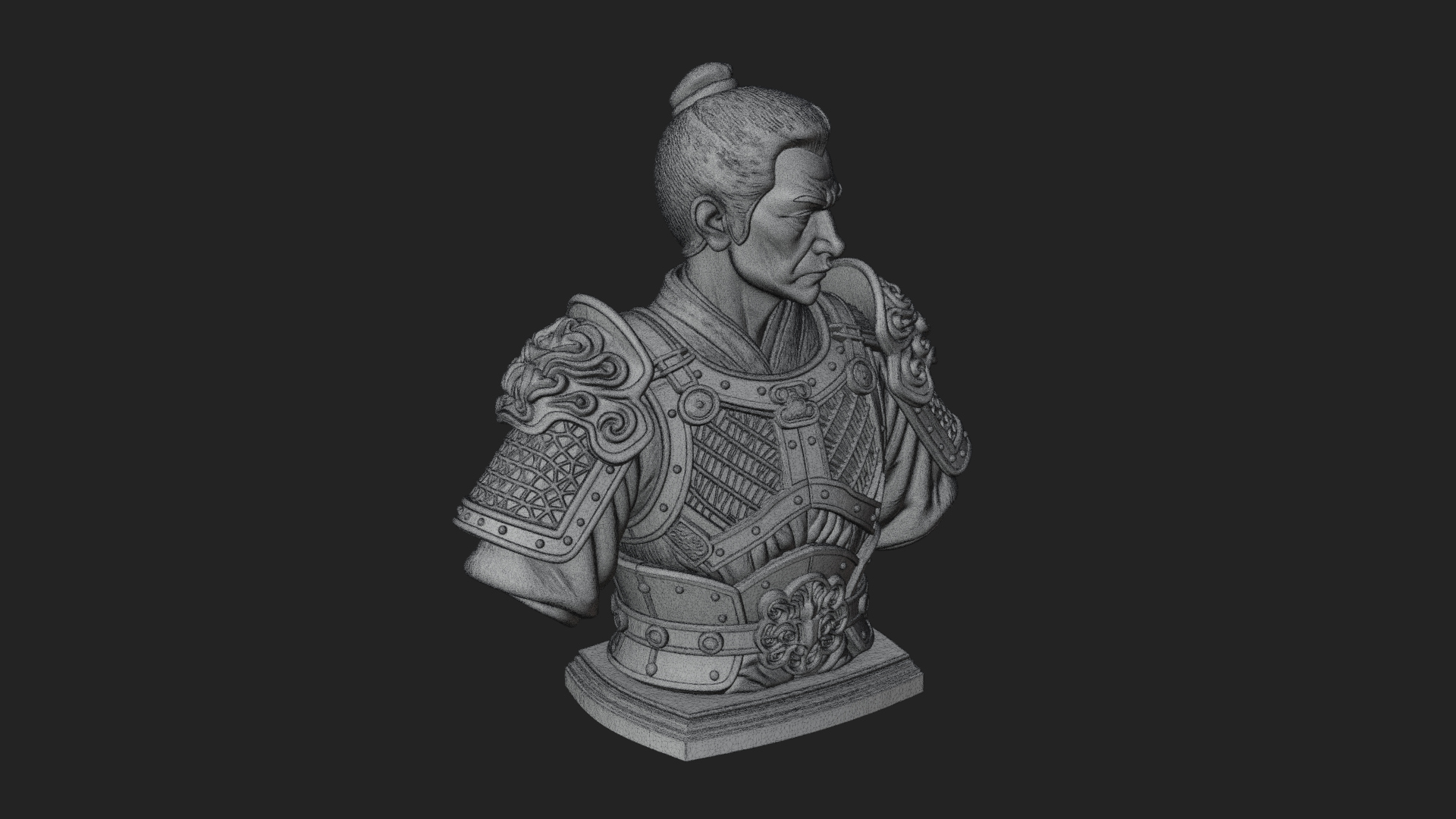 Chinese General Armor Bust Design 4 3D Print Model 3D Model