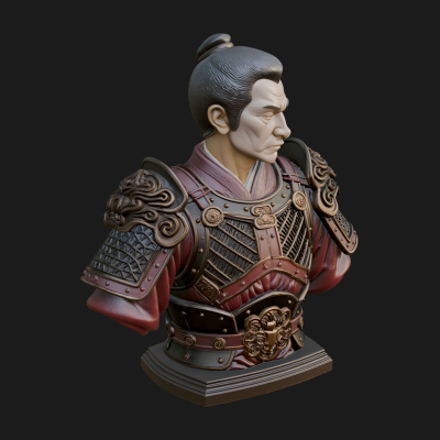 Chinese General Armor Bust Design 4 3D Print Model
