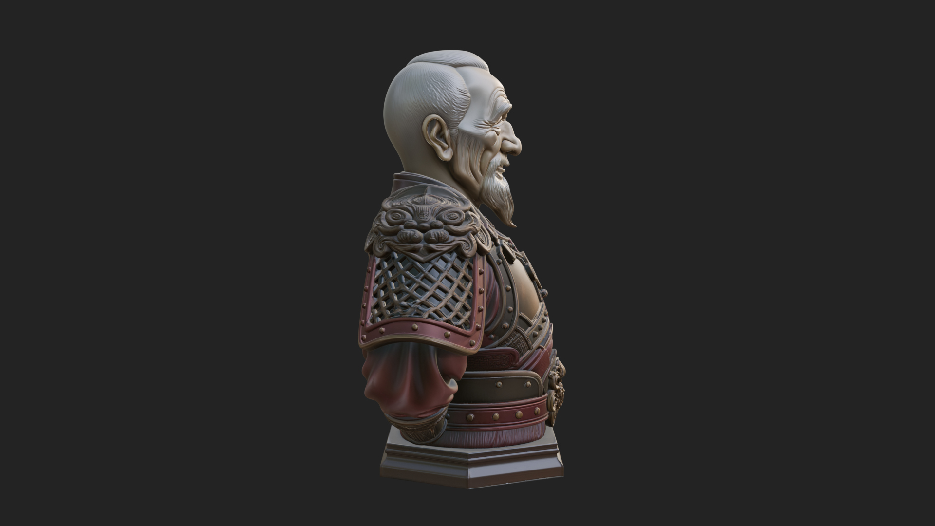 Chinese General Armor Bust Design 5 3D Print Model 3D Model